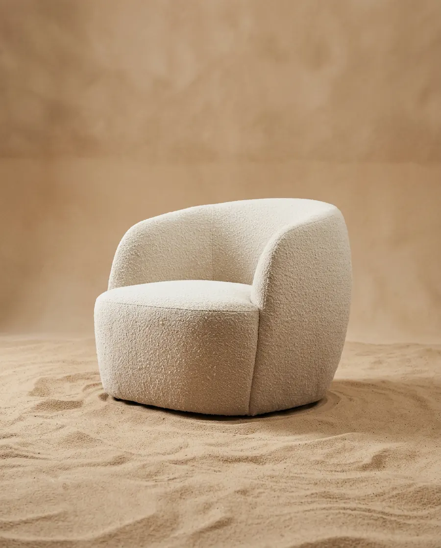 Cream Bouclé Curve Chair
