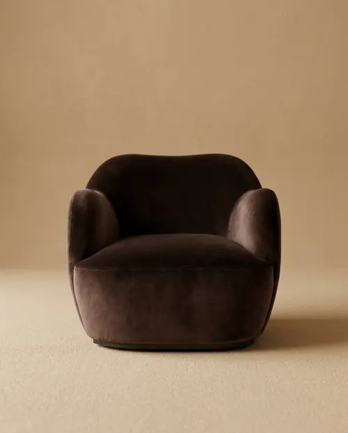 Espresso Velvet Swivel