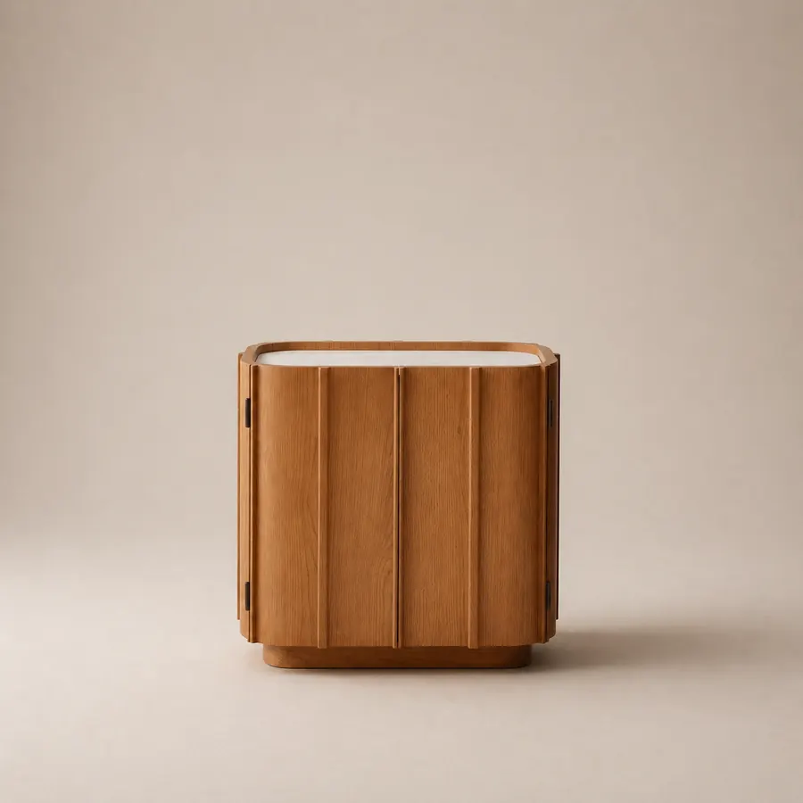 Fluted Oak Cabinet