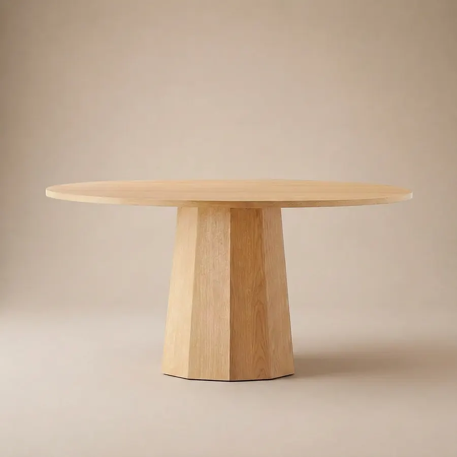 Oak Faceted Pedestal Dining