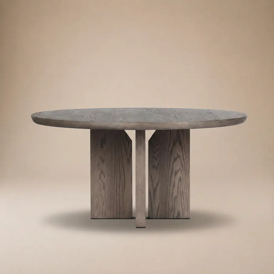 Smoked Oak Round Cross Dining