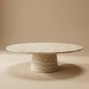 Travertine Pedestal Coffee Table