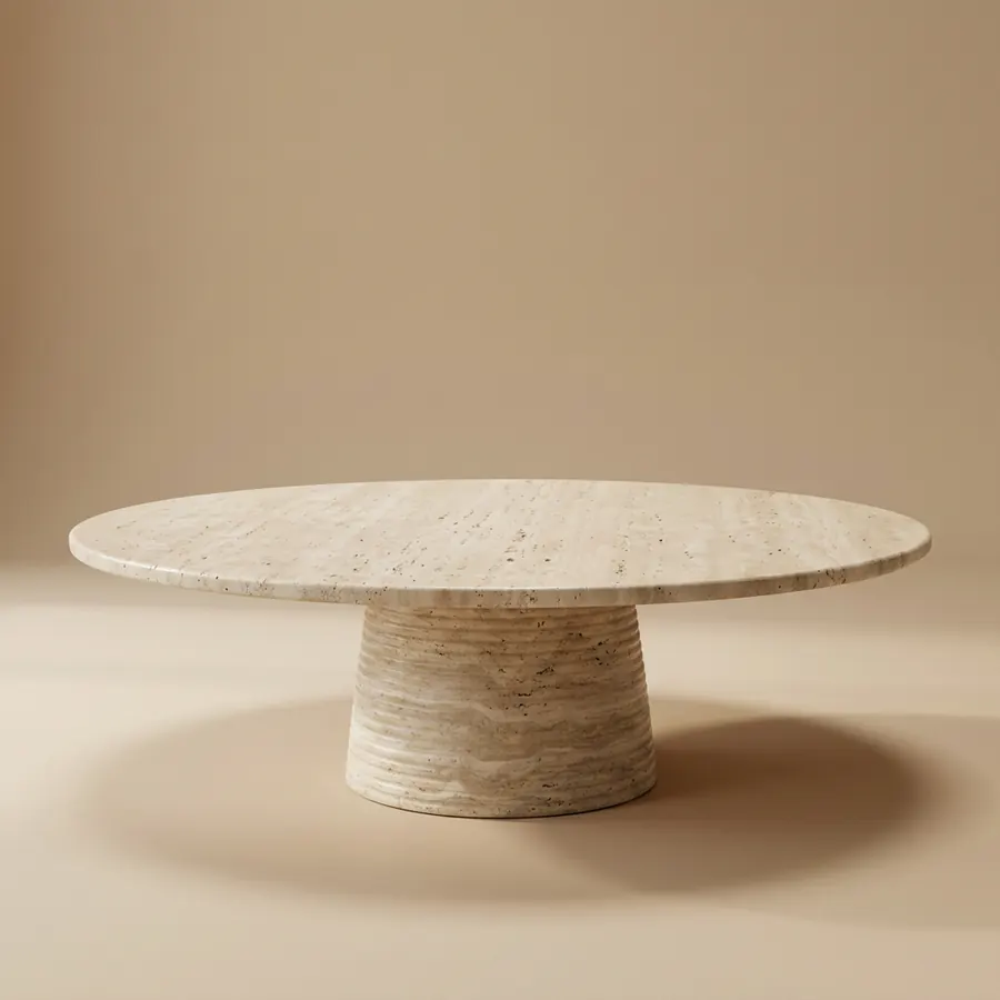 Travertine Pedestal Coffee Table