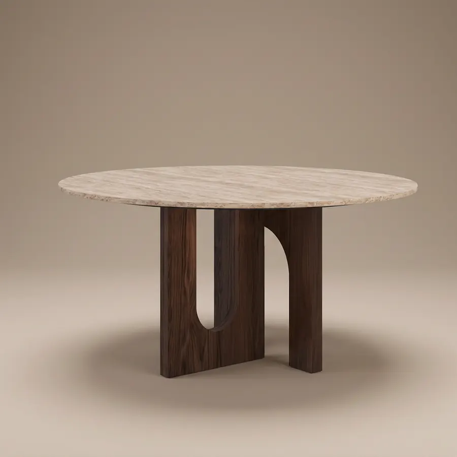 Travertine & Walnut Arch Dining