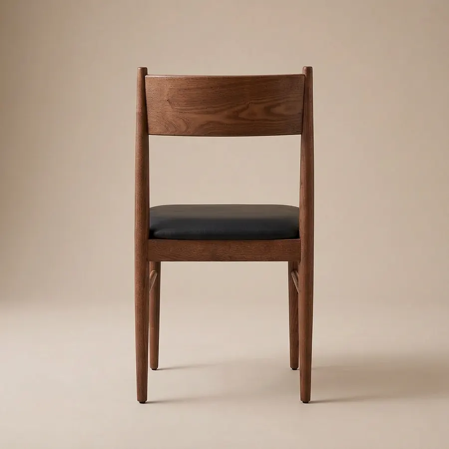 Walnut Leather Chair — Back