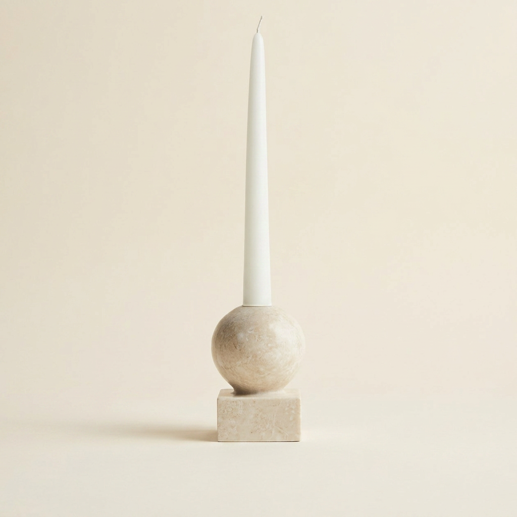 Travertin Ljusstake — Hög