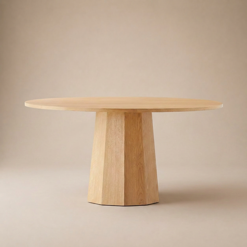 Oak Faceted Pedestal Dining