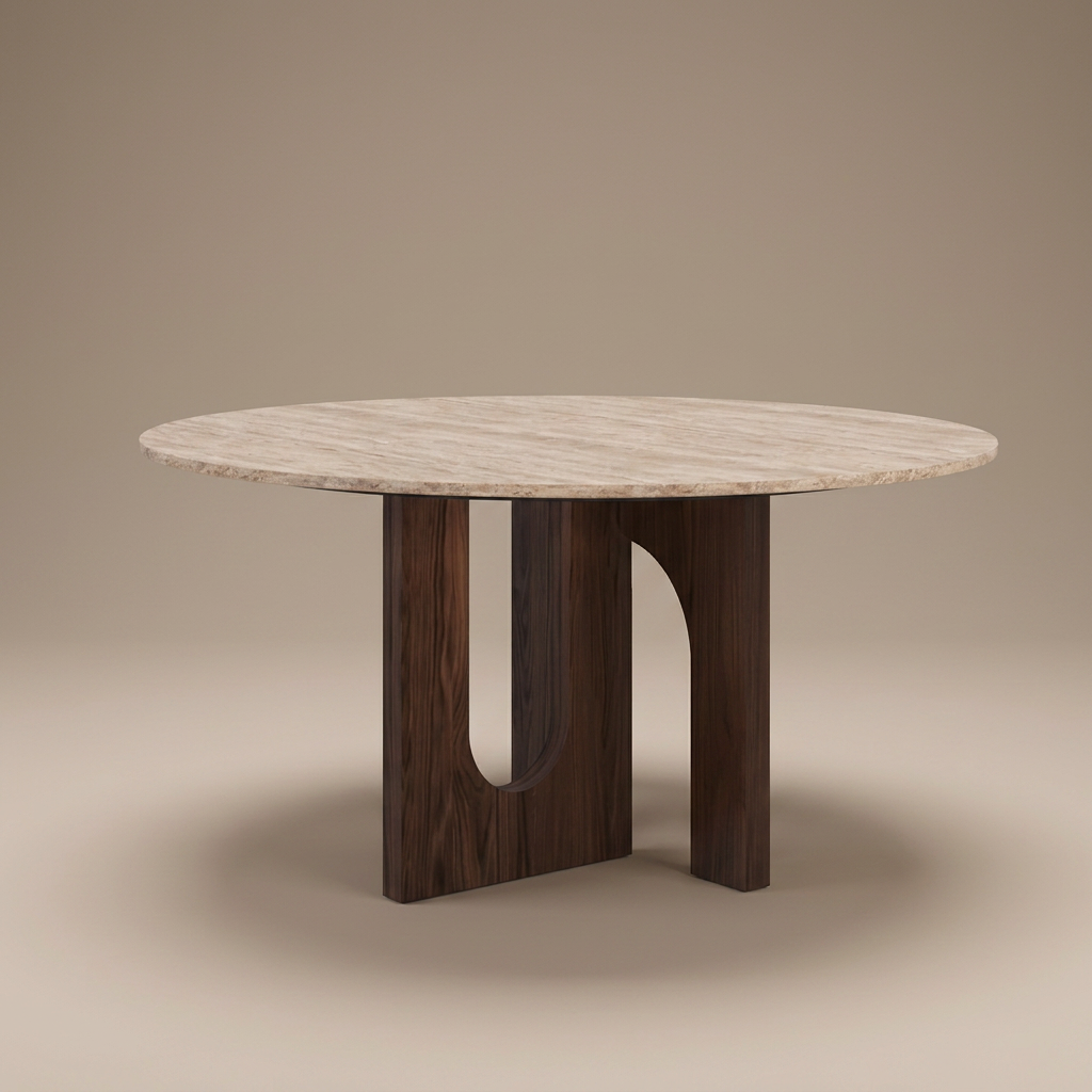 Travertine & Walnut Arch Dining
